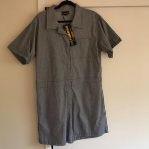 NWT Nooworks shortall in railroad stripe. Size XXL.